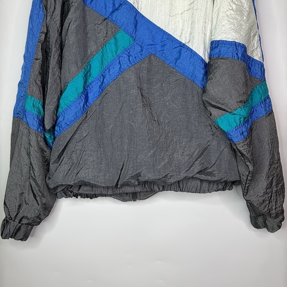 Vintage Givenchy Active Sports Blue Gray Nylon Windbreaker Jacket Size Large - Picture 6 of 11